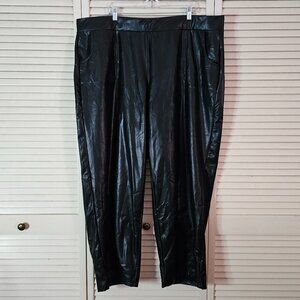 Ashley Stewart Faux Leather Wide Leg Pants